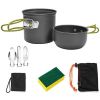 Outdoor Hiking Picnic Camping Cookware Set Picnic Stove Aluminum Pot Pans Kit - Grey - 8 Pcs