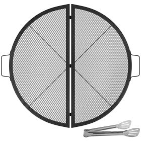 Foldable Outdoor Camping Round Cooking Grate Stainless Steel Fire Pit Grill Grate - As pic show - 30"