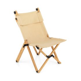 Bamboo Folding Camping Chair with 2-Level Adjustable Backrest - Natural