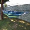 Camping Travel Beach Double Hammock Canvas Hanging Hammock Swing Bed - Blue Stripe - Canvas