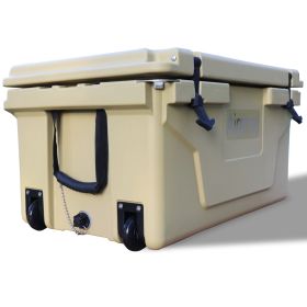 Khaki color ice cooler box 65QT camping ice chest beer box outdoor fishing cooler - as Pic