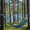 Camping Travel Beach Double Hammock Canvas Hanging Hammock Swing Bed - Blue Stripe - Canvas