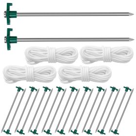 Tent Pegs Ropes Set 20Pcs 9.8in Heavy Duty Tent Stakes Nails Spike with 4x 9.8ft Nylon Ropes Tent Pop Up Canopy Stakes - Peg