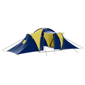 Camping Tent Fabric 9 Persons Blue and Yellow - Blue