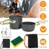 Outdoor Hiking Picnic Camping Cookware Set Picnic Stove Aluminum Pot Pans Kit - Grey - 8 Pcs