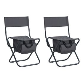 2-piece Folding Outdoor Chair with Storage Bag; Portable Chair for indoor; Outdoor Camping; Picnics and Fishing; Grey - as Pic