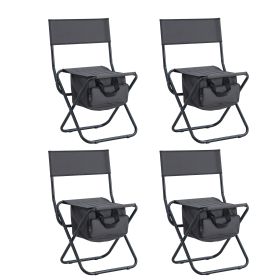 4-piece Folding Outdoor Chair with Storage Bag; Portable Chair for indoor; Outdoor Camping; Picnics and Fishing; Grey - as Pic