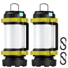 2Pcs Camping Lantern Rechargeable Flashlight Torch Power Bank Portable Tent Light Lamp USB Rechargeable for Hiking Fishing Emergency Outdoor - Green