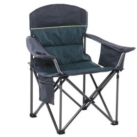 Folding Camping Chair Portable Padded Oversized Chairs with Cup Holders - Green